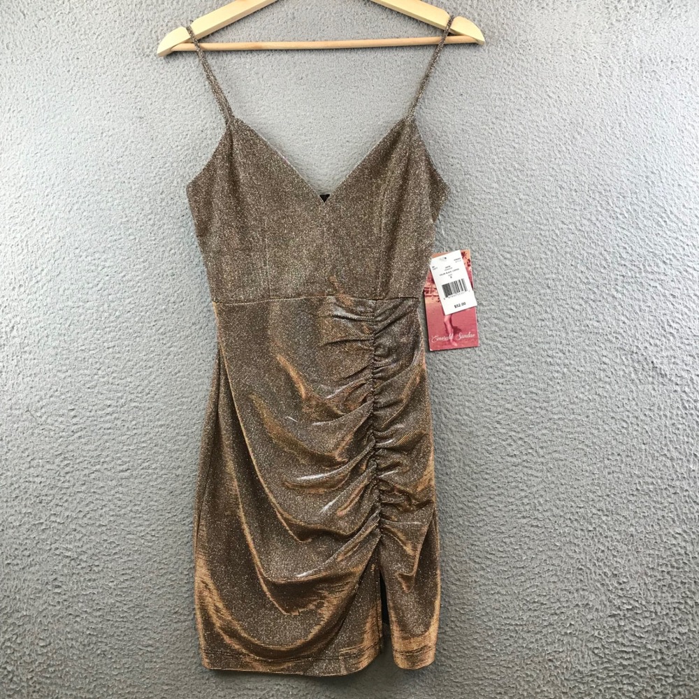 New Emerald Sundae Mini Dress ‎ Ruched Glitter Party Cocktail size S